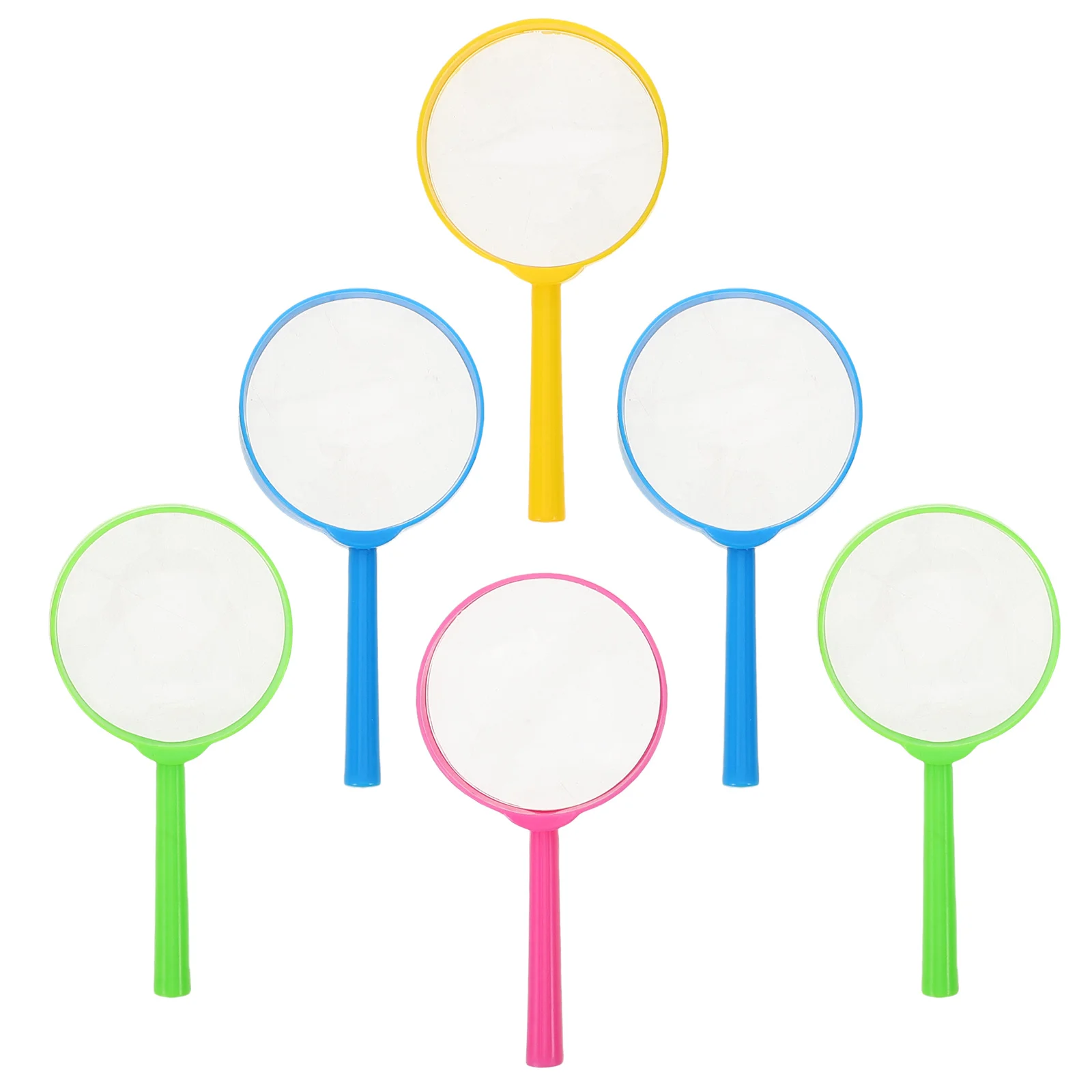 6pcs Handheld Magnifying Glass Plastic Magnifiers Durable Portable Reading Tools With Handle For Colorful Blue