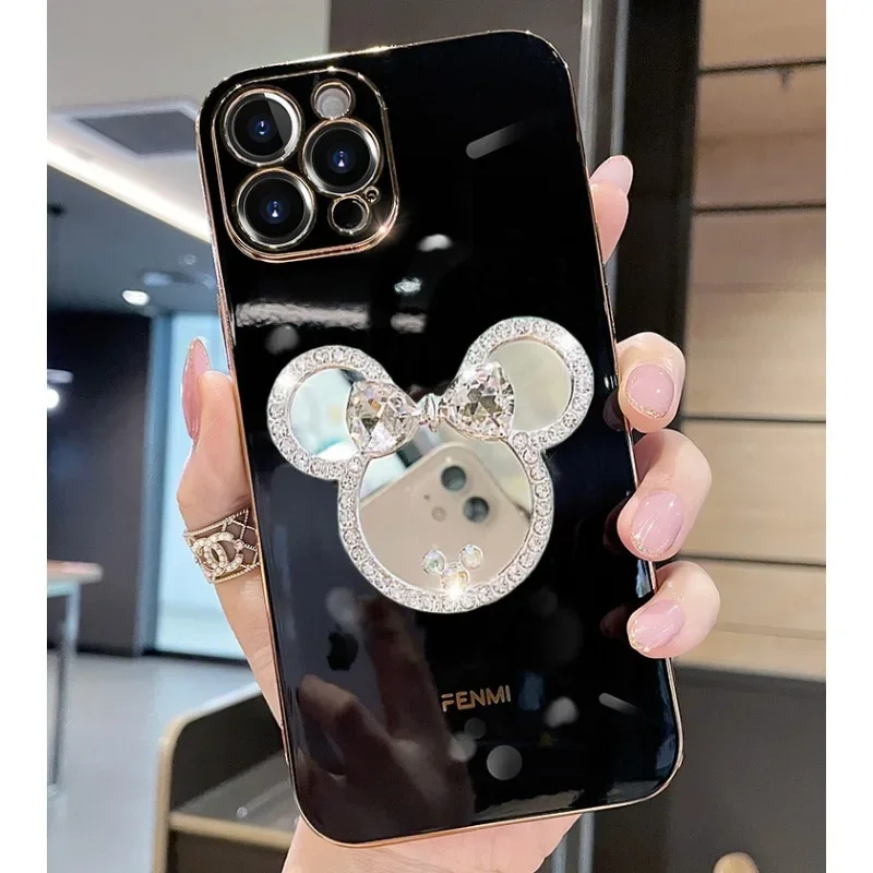 حافظة هاتف ديزني ميني ماوس ميرور لهاتف آيفون ، فاشن أنيمي كارتوني ، لطيف ، للنساء ، 14 ، 11 ، 13 ، 12 برو ماكس ، XR ، XS ، 7 ، 8 Plus ، SE