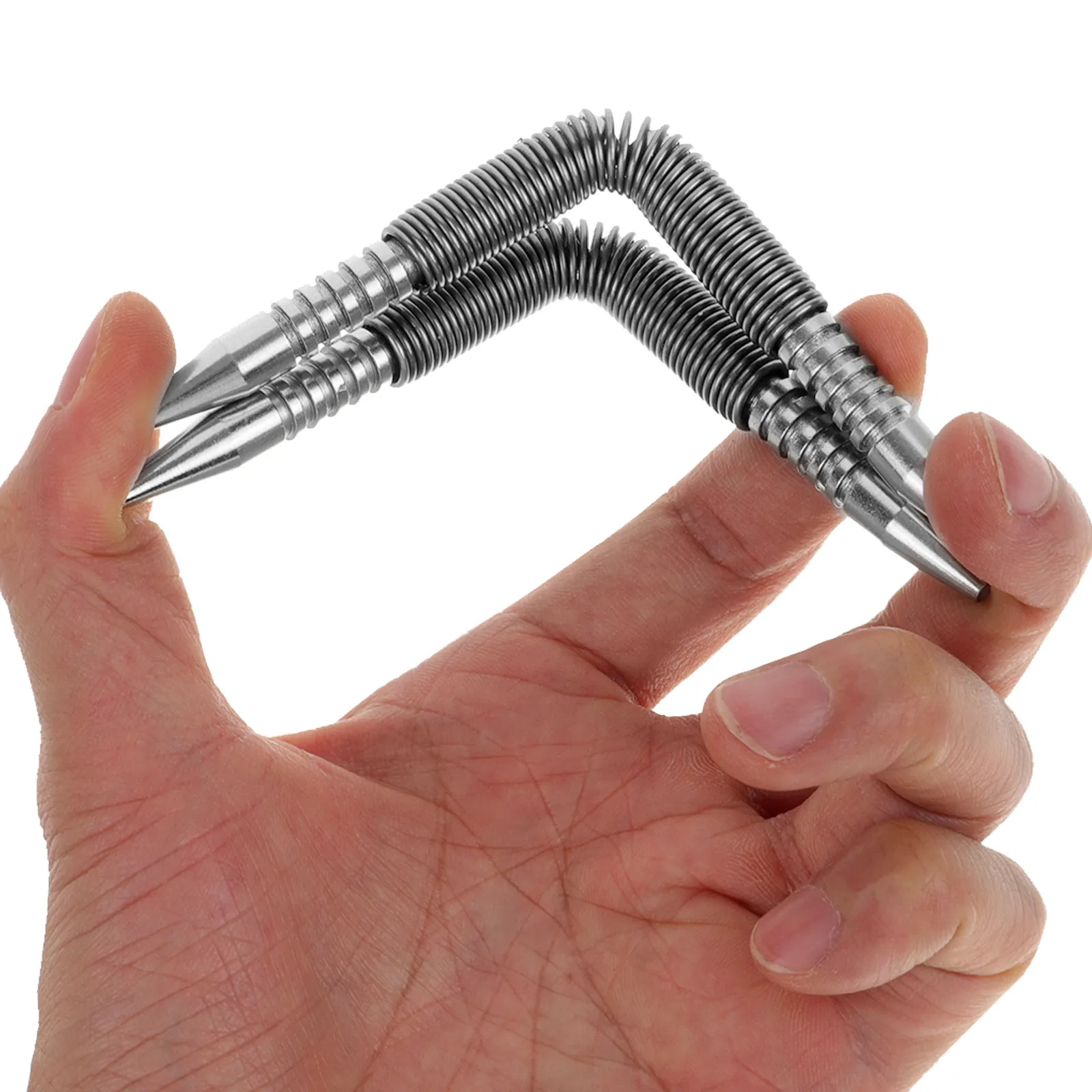 2Pcs Spring Nail Punch Set Multi-Function Hammerless Spring Loaded Center Punch for Wood Metal Glass Carbon Steel