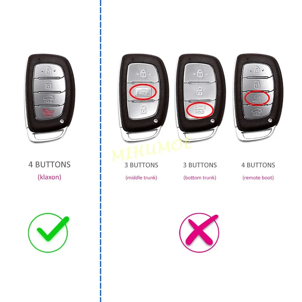 سيليكون مفتاح السيارة فوب غطاء سلسلة حلقة لشركة هيونداي سوناتا توكسون إلنترا أيونيك 2017 2018 2019 4 أزرار المفاتيح اكسسوارات #2