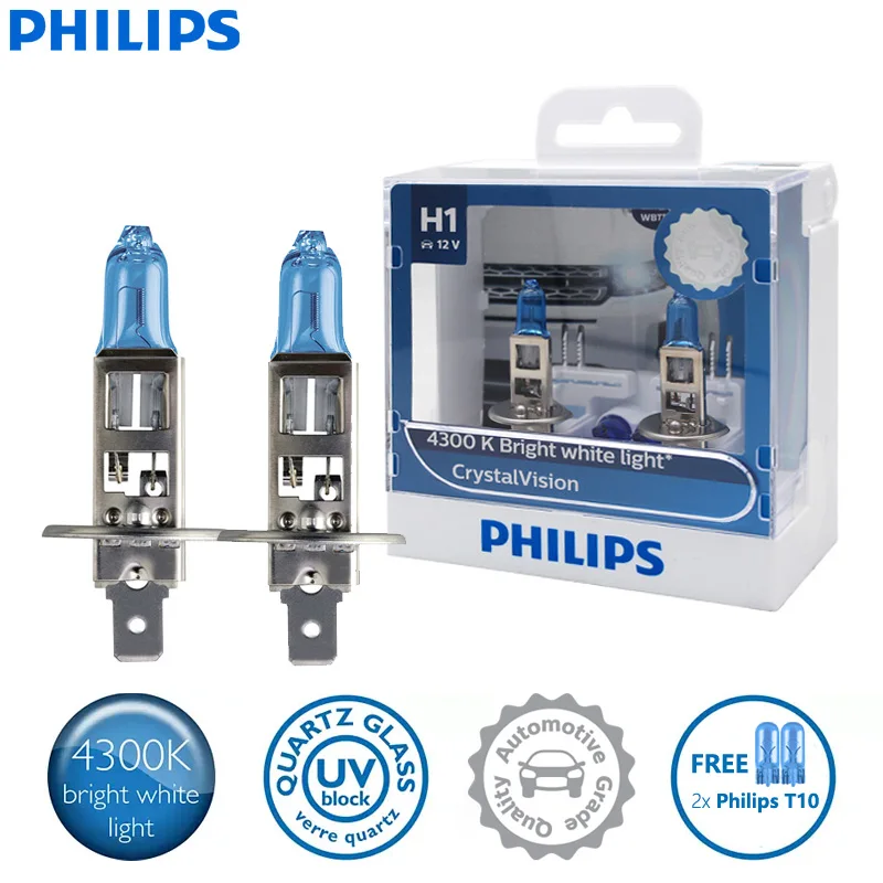 2 шт., автомобильные галогенные лампы Philips H1 12 В 55 Вт