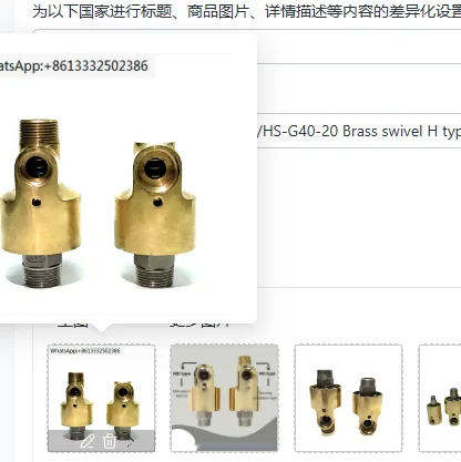 

HS-G25-10/HS-G32-15/HS-G40-20 Brass swivel H type rotary joint HS double channel hydraulic swivel joint