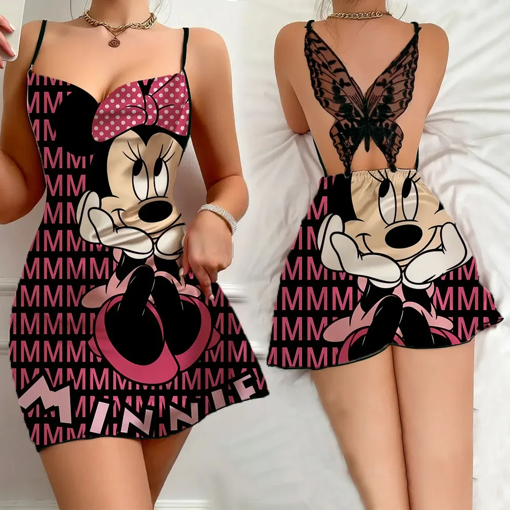 

Disney Cartoon Women's Pajama Sexy Hot Romantic Female Nightwear Summer New Sleevesless Sleeping Dress for Women Free Delivery