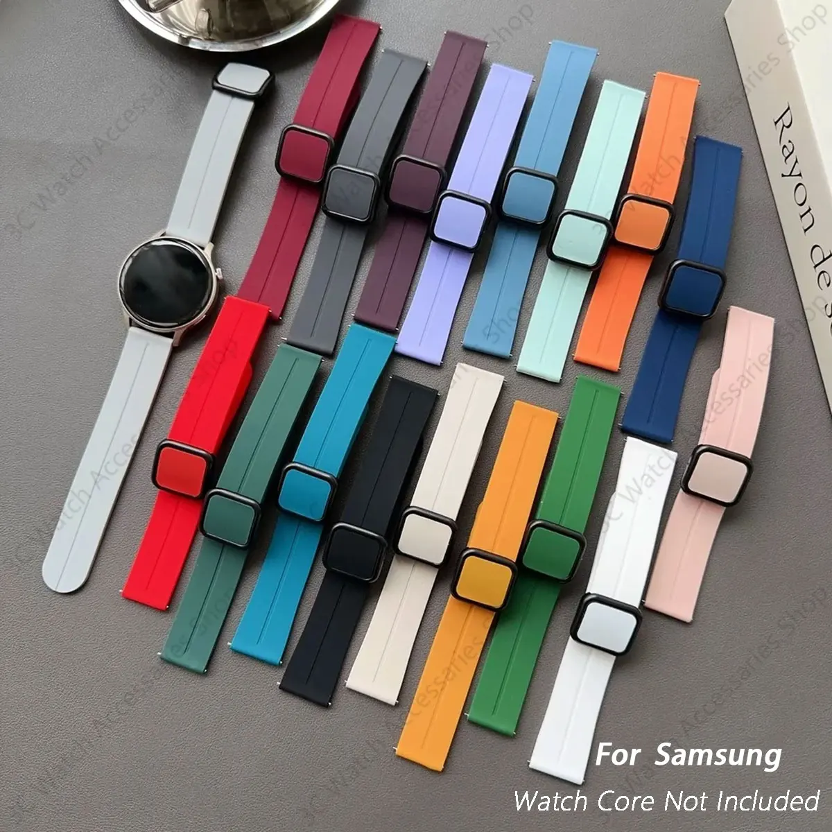20 22mm Magnetic Clasp Silicone Strap for Samsung Galaxy Watch 8 4 5 6 Pro 40mm 44mm 45mm 42/46mm Bracelet