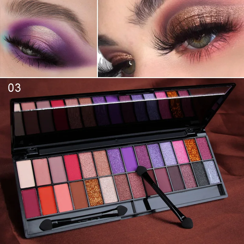 Palette di ombretti professionali 28 colori Ombretto perlescente opaco Impermeabile duraturo a prova di sbavature con pennello Cosmetici per il trucco