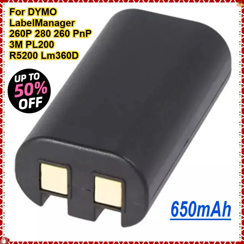 

650mAh Printer Battery for 3M PL200 14430 S0895880 W003688 DYMO LabelManager 260P 280 260 PnP R5200 Lm360D Li-ION Batteries
