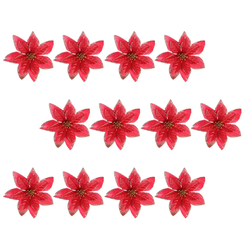 

32Pcs Simulated Flower Decor Bright Long-Lasting Christmas Tree Adornments for Home Car Market Store Holiday Decoration
