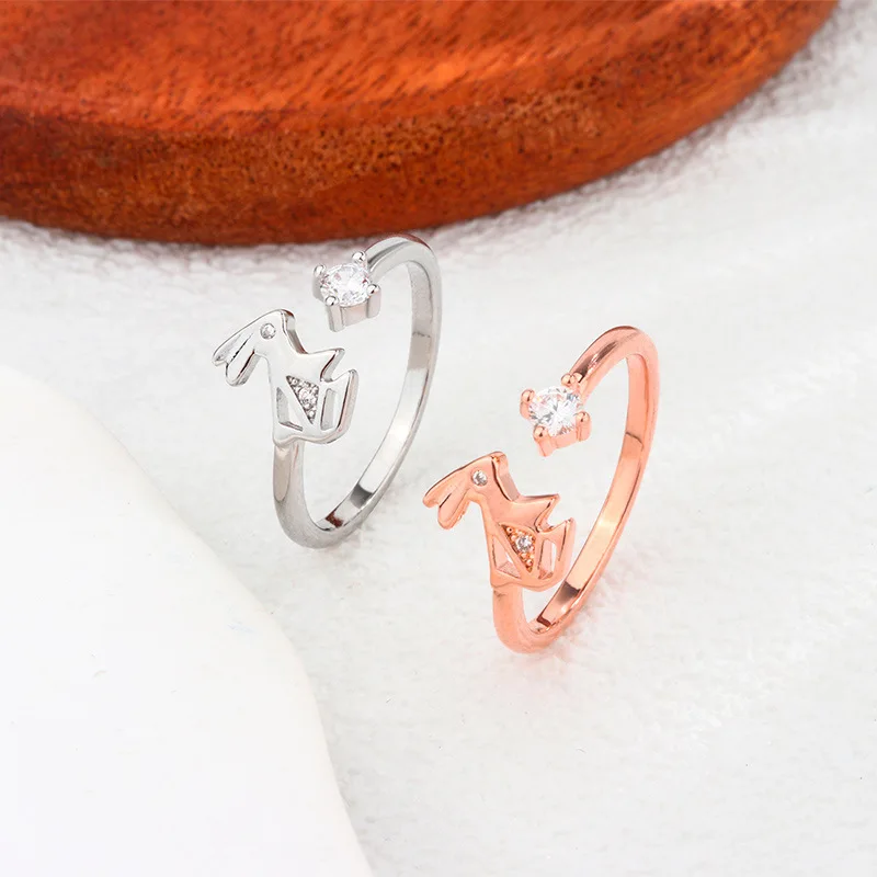 925 Sterling Silver Rabbit Zircon Engagement Rings For Women Ins Jewelry Female Accessories Wholesale Jewellery Women Argent 925