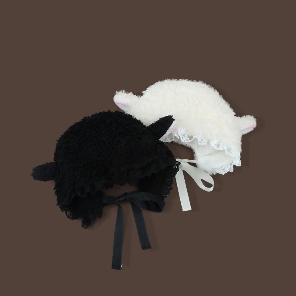 New Soft Fluffy Hats Lamb Cashmere Lace Cosplay Hat Lamb Ear Costume Hats