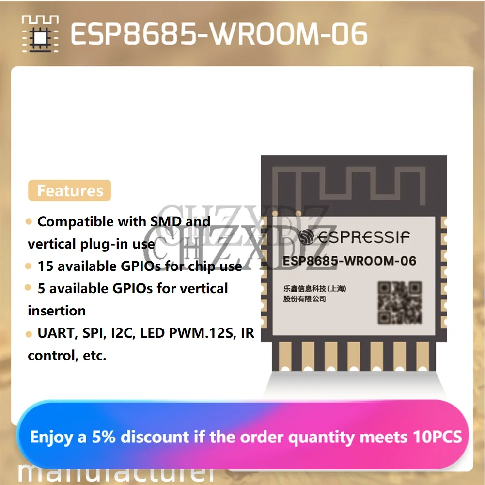 100% Original ESP8685-WROOM-06 Module, Built-in ESP8685 Chip, RISC-V 32-bit Single-core Microprocessor