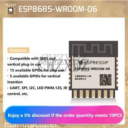 ESP8685-WROOM-06 Módulo, chip ESP8685 embutido, microprocessador de núcleo único de 32 bits, 100% original