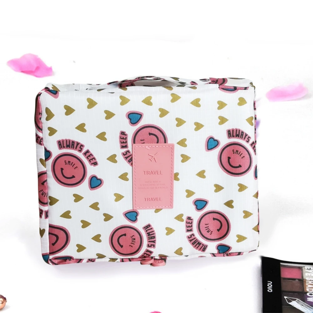 Saco de higiene pessoal portátil para cosméticos, grande saco de viagem resistente à água, pendurado organizador maquiagem, bolsa de armazenamento para mulheres e meninas