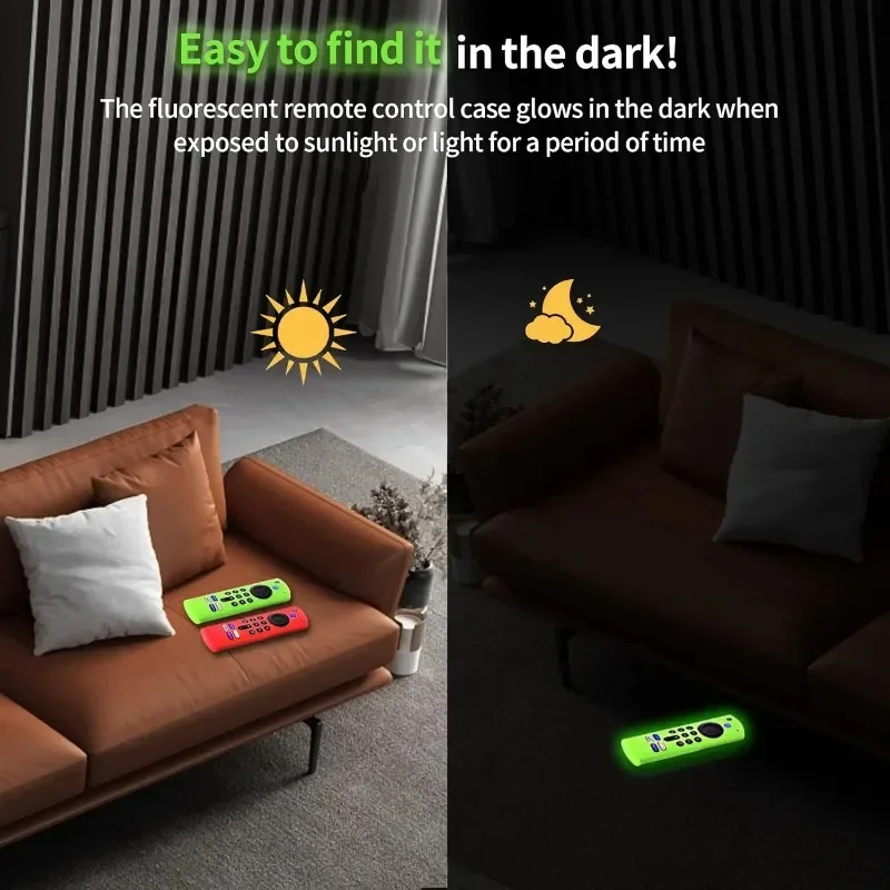 Silikon-Schutzhülle für Amazon L5B83G Fire TV Stick 4K MAX/4K Fernbedienung, sturzsicher, staubdicht, leuchtende Hülle – Detail 4
