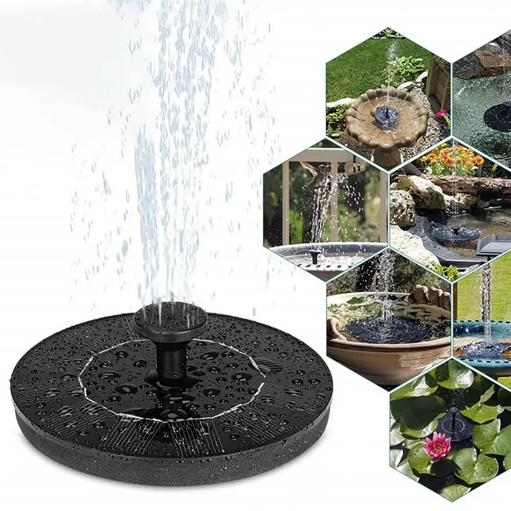 Intelligent Solar Fountain Solar Powered Bird Bath Fountain with Led Light Easy Installation Auto On/off Feature for Garden