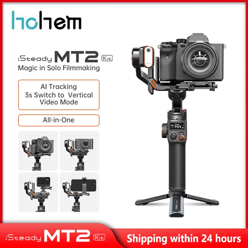 

Hohem iSteady MT2 Kit 3 Axis Gimbal for Mirrorless Camera Action Camre Smartphone Stabilizer for Sony Nikon Canon Load 1.2kg