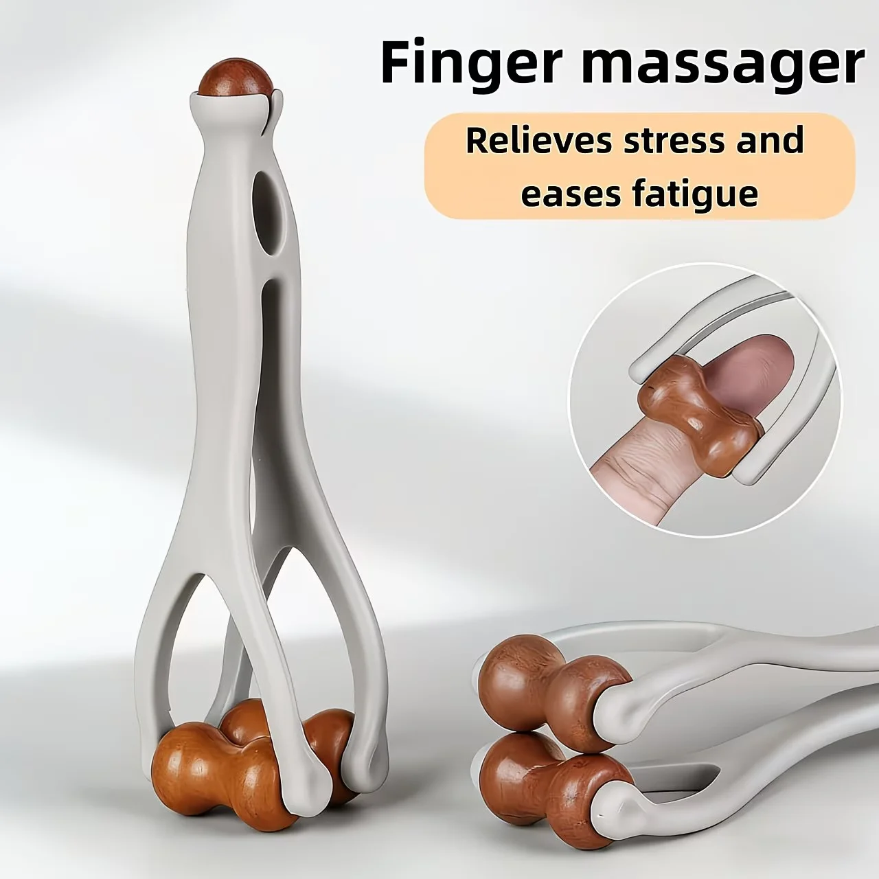 1/3pcs Solid Wood Finger Massage Roller with 360° Rollers Clip Design Finger Massager Acupressure Stick for Hand Meridian Relief