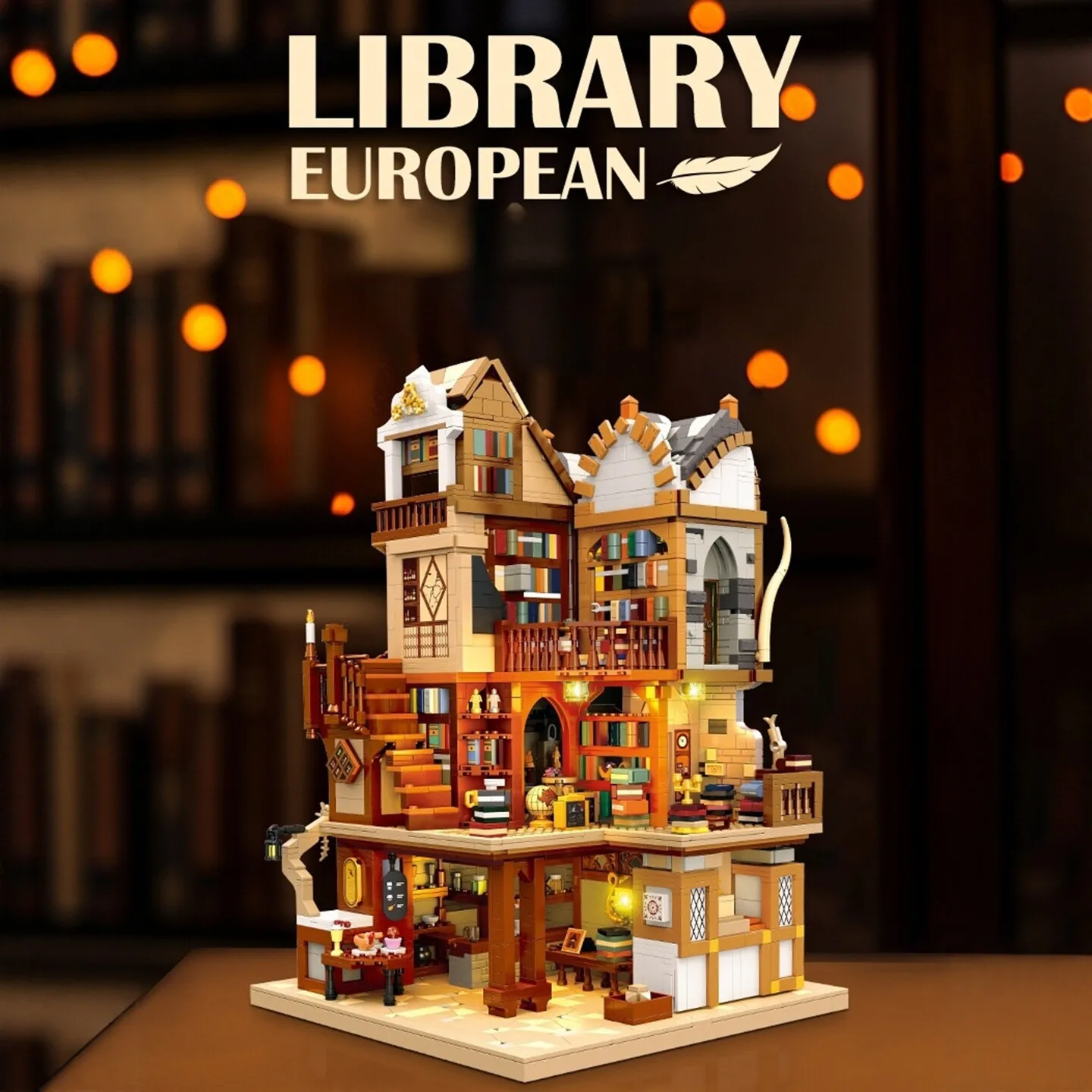 

JX57016 Medieval European Library Building Blocks City Architecture Display Model Small Particles Puzzle Toy 3294pcs