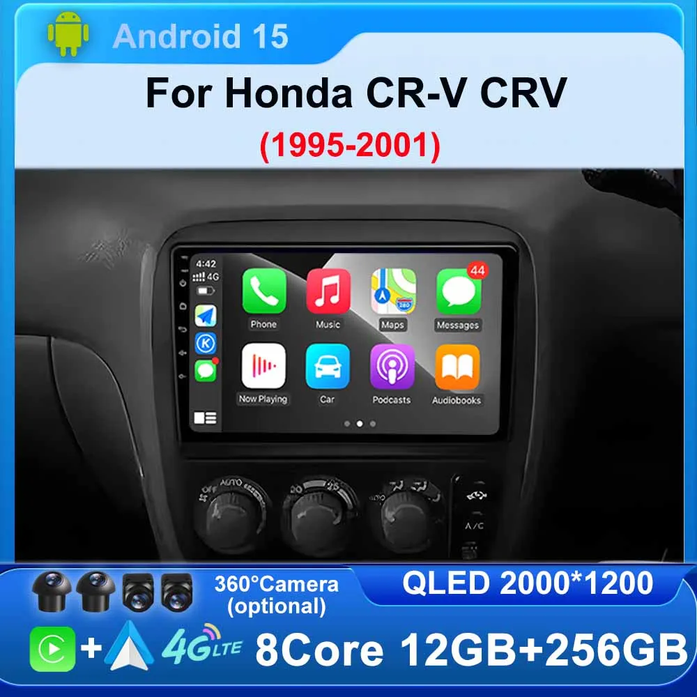 

DSP Android 15 Car Radio Smart CarPlay QLED Screen Audio for Honda CR-V 1995-2001 Multimedia Video Player GPS Navigation Stereo
