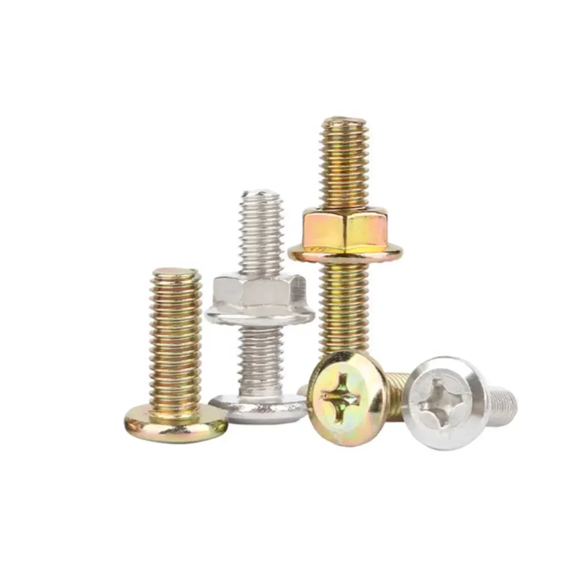 Nickel Plated Chamfered Large Flat Head Cross Screw And Nut Set/Flange Nut Color Zinc Diagonal Round Head Furniture Bolt m6m8