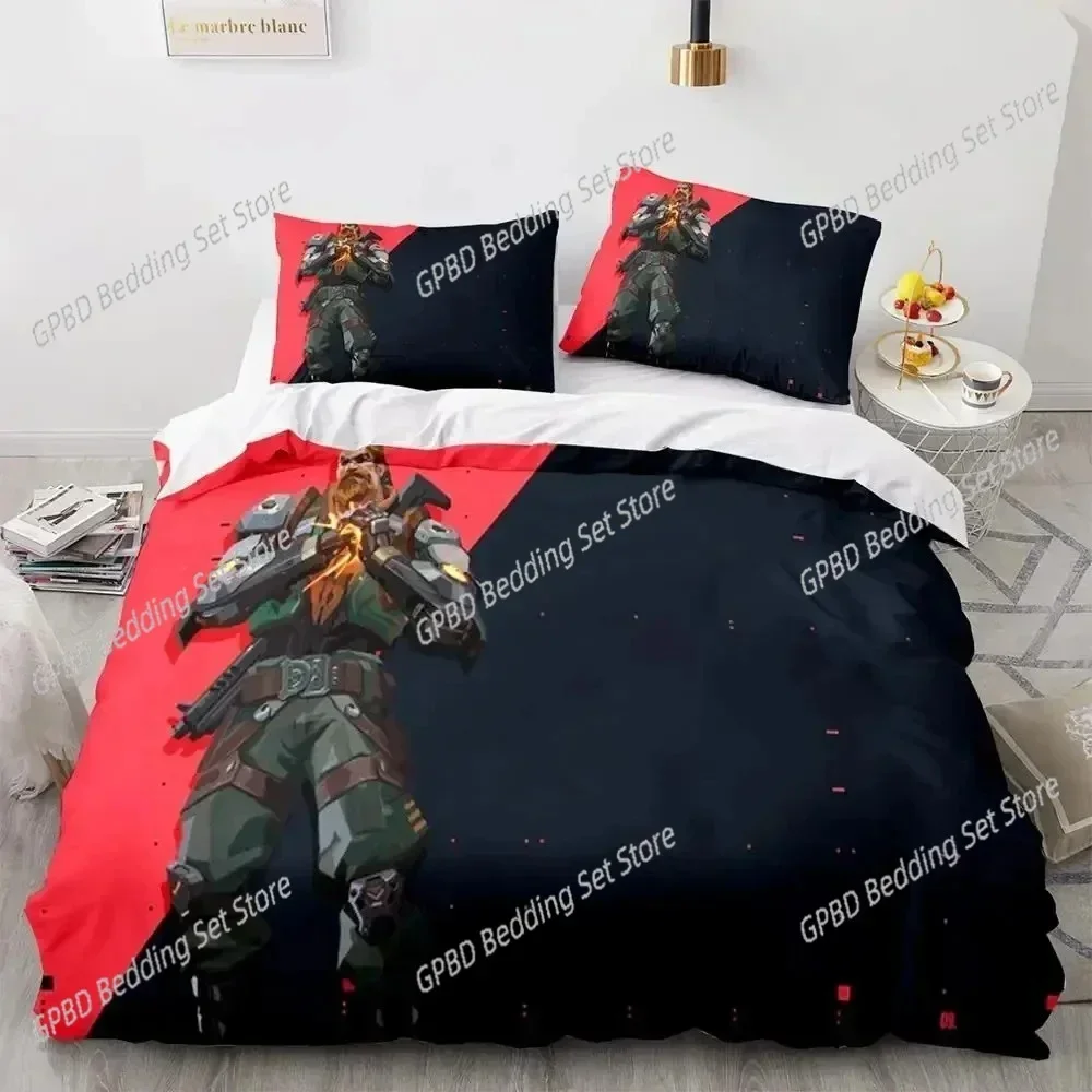3D Print Game Neon Valorant Comfortable Duvet Quilt Cover Pillowcase Bedding Set Children Bedroom Decoration Home Textile