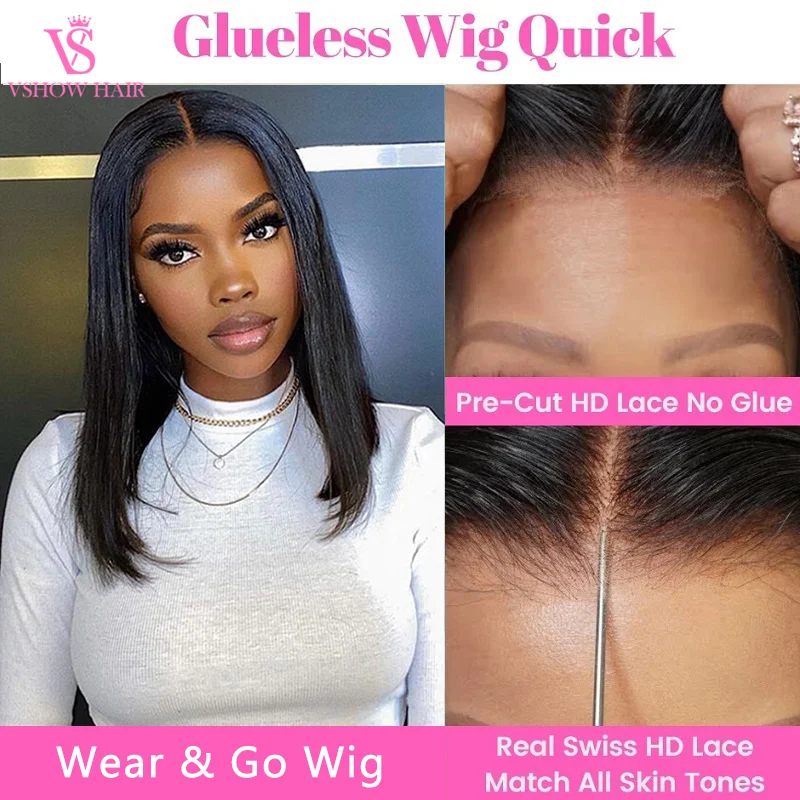 Short Straight Bob Glueless Pre Plucked Human Wigs Ready To Go 4X6 HD Lace Closure Glueless Brazilian Bob Wigs On Sale