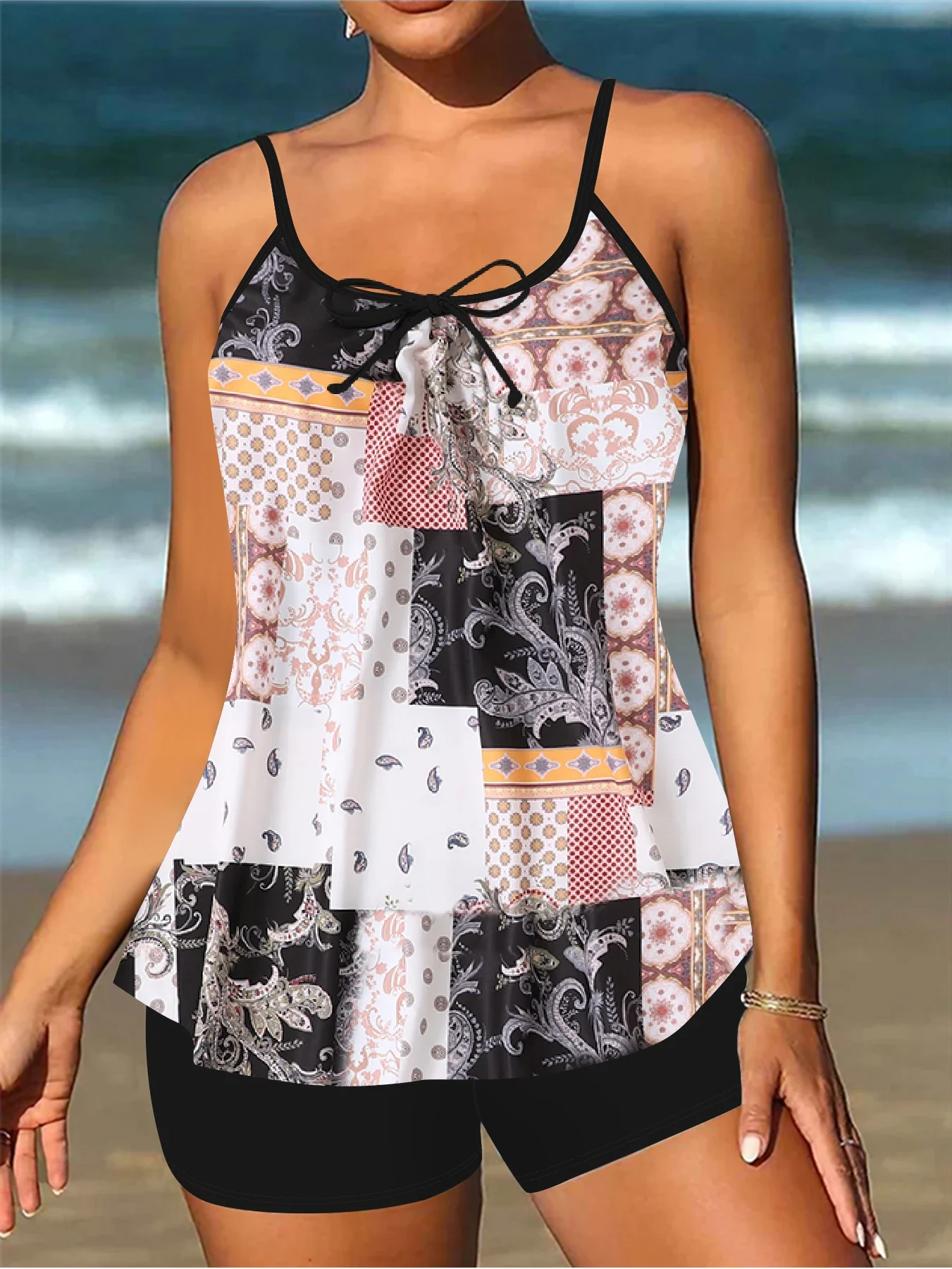 Two-piece Bikini Swimsuit for Women Summer Sexy Tankini  Patchwork Multi-Color Sexy Bikini  Vacation Swimsuit Summer Beachwear