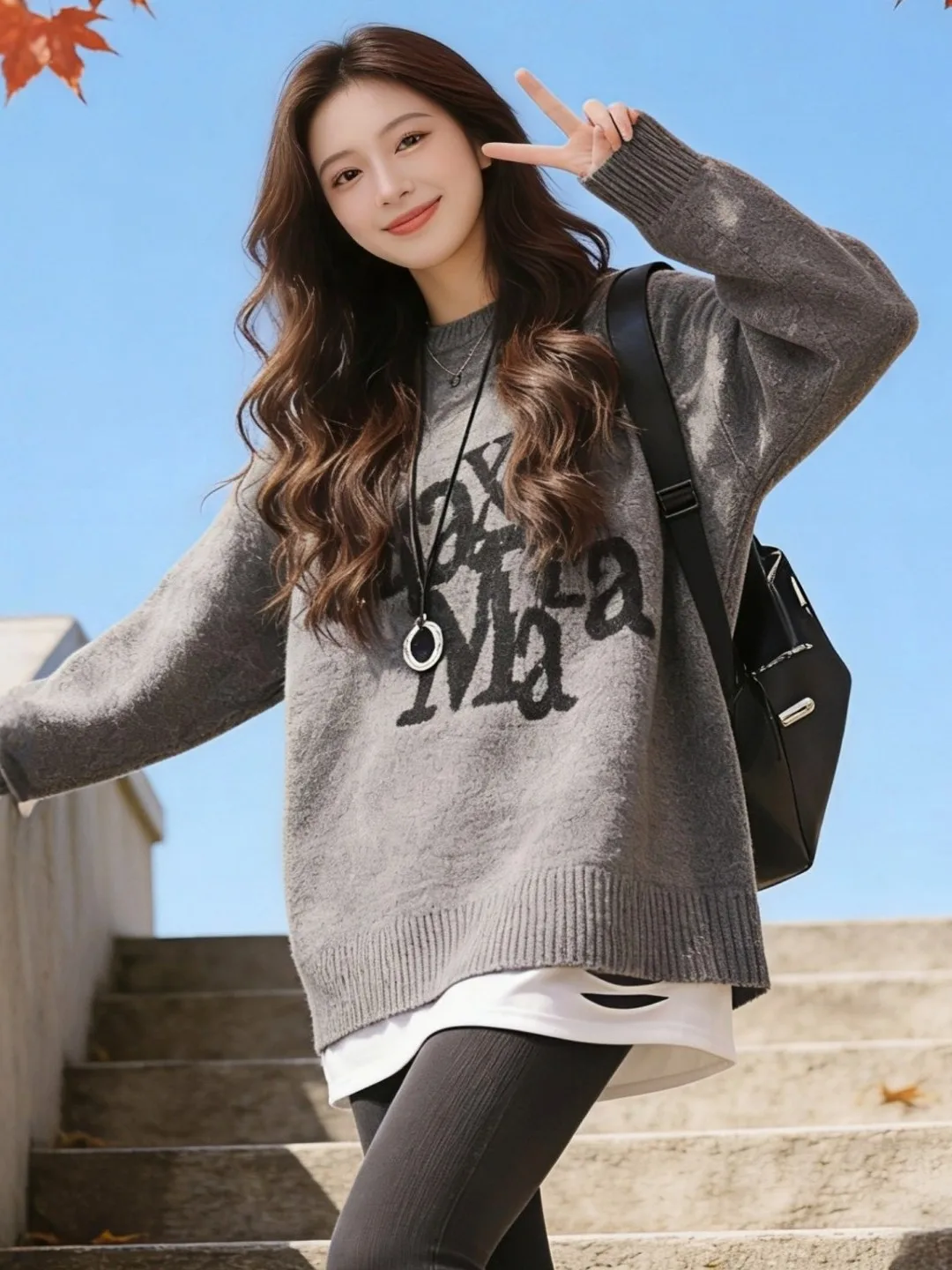 

Unique Large Size Lazy Mid-Length Knitted Sweater Autumn Winter New Sle Loose Butt Covering Faionable And Beautiful Ladie...