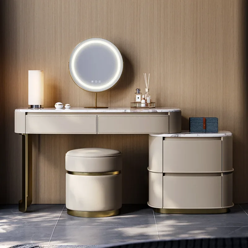 

Makeup Storage Vanity Dresser Nordic Luxury Drawer Mirrors Dressing Table Modern Items Coiffeuse Chambre Bedroom Furniture