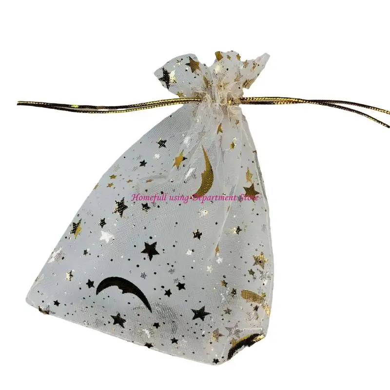 Nylon Storage Pouches Featuring Decorative Star Motifs Quick Access Drawcord Closure Designs Storage Pouches