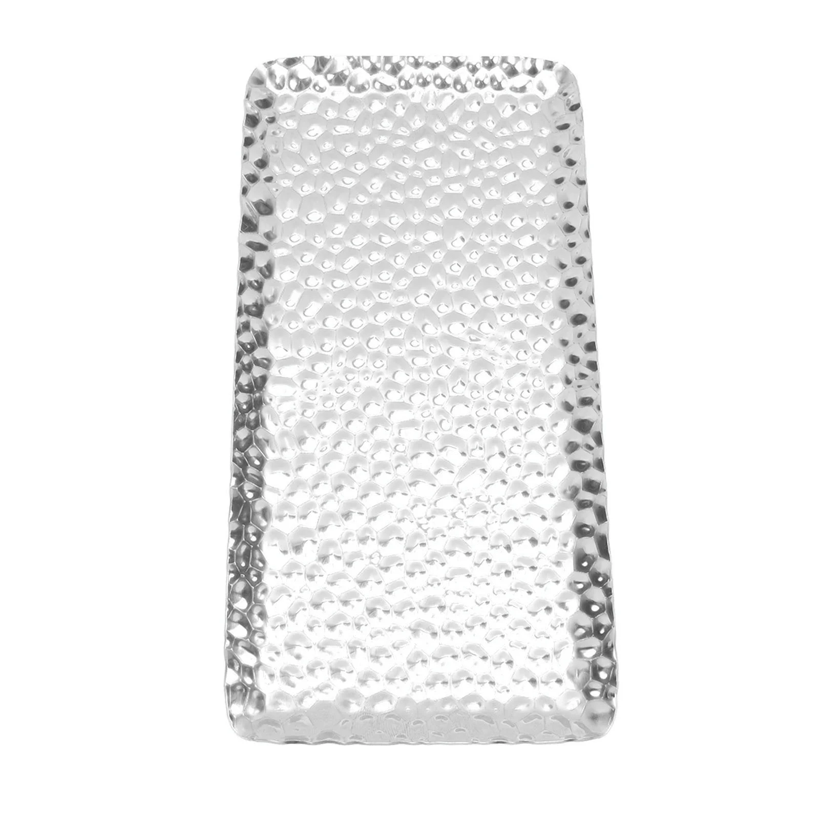 Hammered Tray Exquisite Odorless Stainless Steel Serving Tray for Living Room Bedroom Kitchen Bathroom 19.5x9.5cm