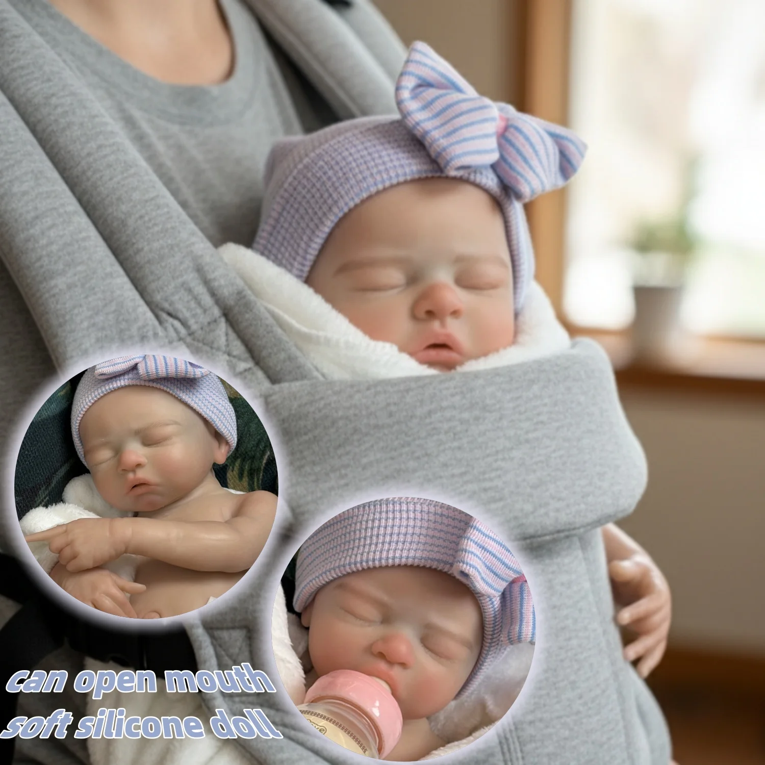 Muñeca Reborn De silicona sólida con boca abierta De 16 pulgadas, muñeca bebé sin pintar pintada hecha a mano, Boneca Reborn Corpo De silicona