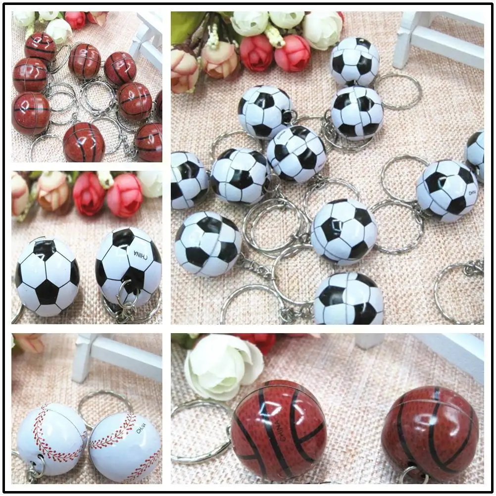 10pcs Softball saco pingente bola de futebol chaveiro beisebol pequenos ornamentos chaveiro esportes basquete lembranças anel chave presentes