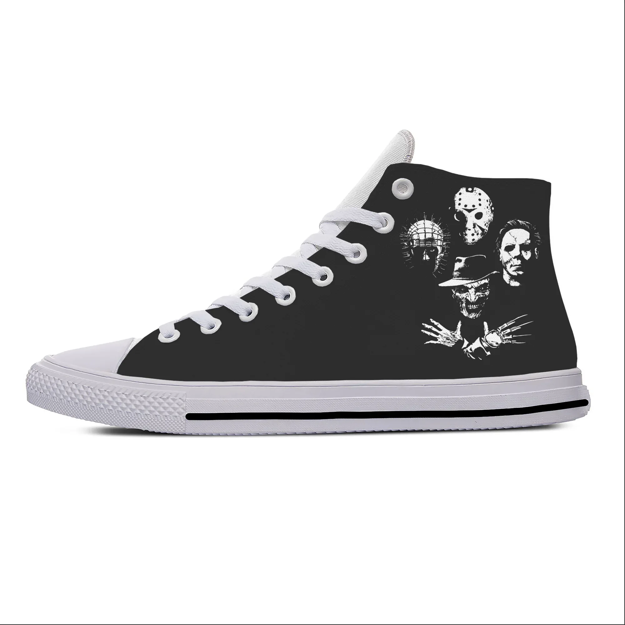 Hot Michael Myers Horror Pinhead Chucky Jaws Scream Casual Shoes High Top Lightweight Board Shoes Breathable Men Women Sneakers