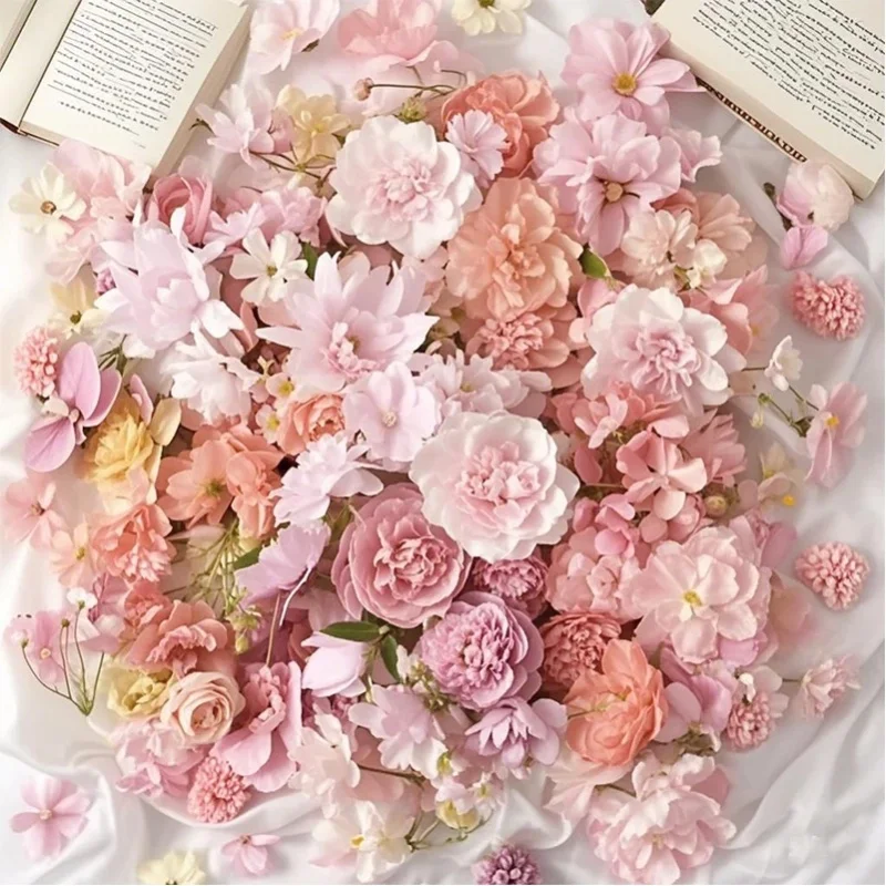 20/50 Stück Rosa Künstliche Blumenköpfe MSini Seiden-Kunstblumen Rosen Gänseblümchen Bastelbedarf Hochzeit Party Kranz Heimdekoration