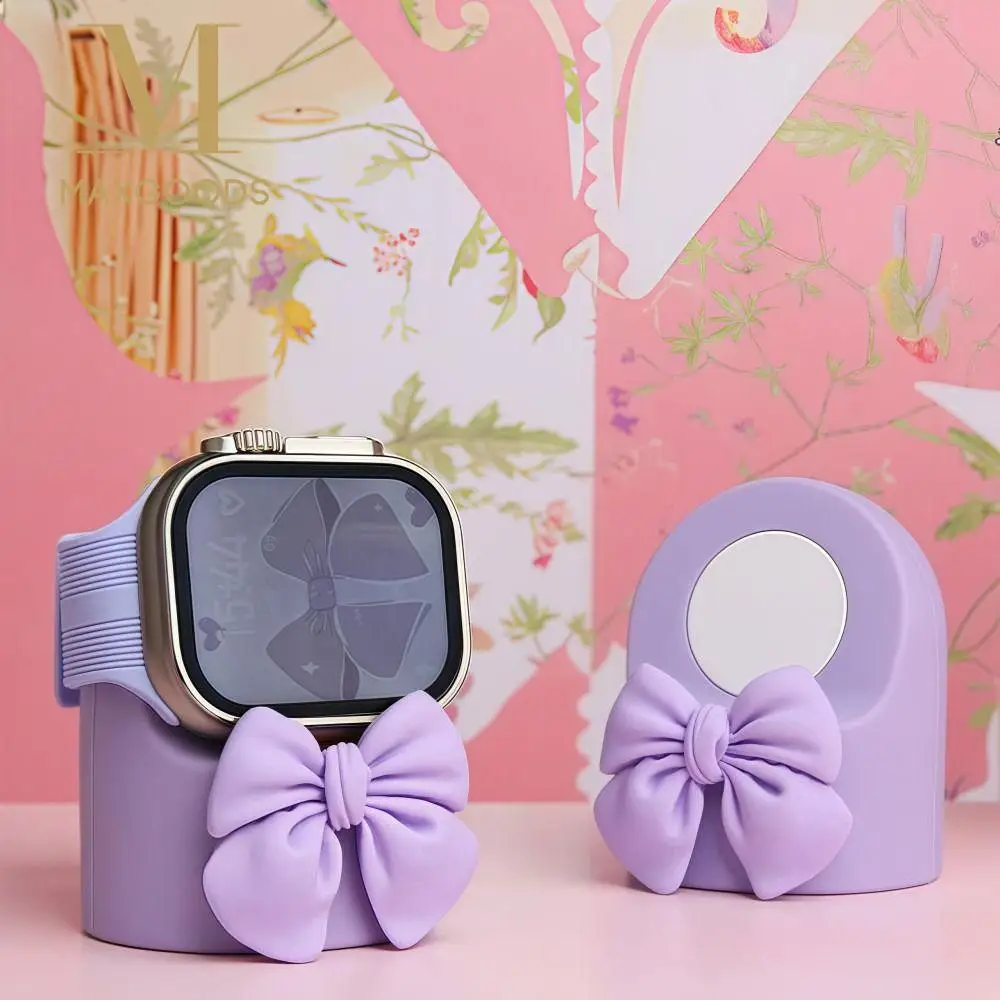 Bow Smart Watch Charger Stand Anti-slip Shockproof Watch Charging Dock Silicone Portable Watch Desktop Stand for Apple Watch