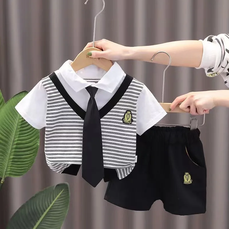 Baby Boy Clothing Sets 2 PCS Summer Cotton T-shirt + Shorts Suits Children School Clothes Kids Short Sleeve Outfits