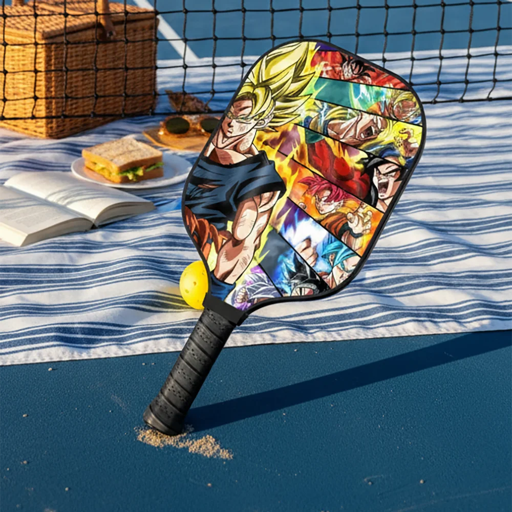 애니메이션 피규어 스타일 드래곤볼 Z 손오공 슈퍼 쿨 카본 파이버 유리섬유 피클볼 패들 - 강력하고 가벼운 디자인