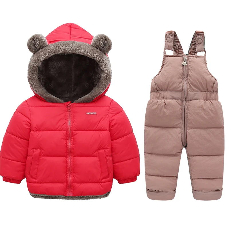 Conjuntos de ropa de invierno para niños y niñas, abrigos de lana de cordero + Pantalones acolchados, traje grueso cálido de 2 uds, chaquetas de moda