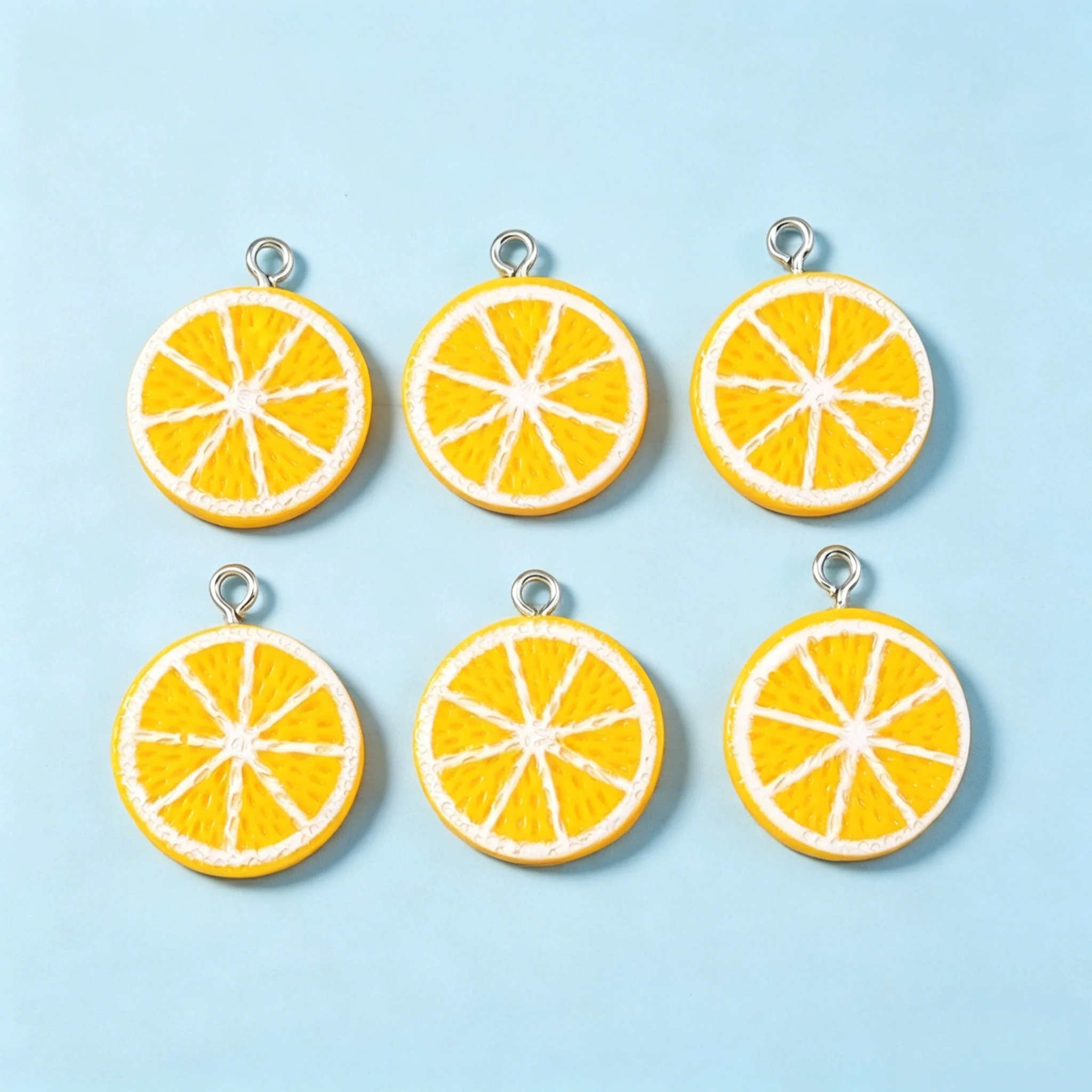 10Pcs 19x23mm Orange Slice Resin Pendants, Simulation Fruit Charms for DIY Handmade Jewelry Making Accessories