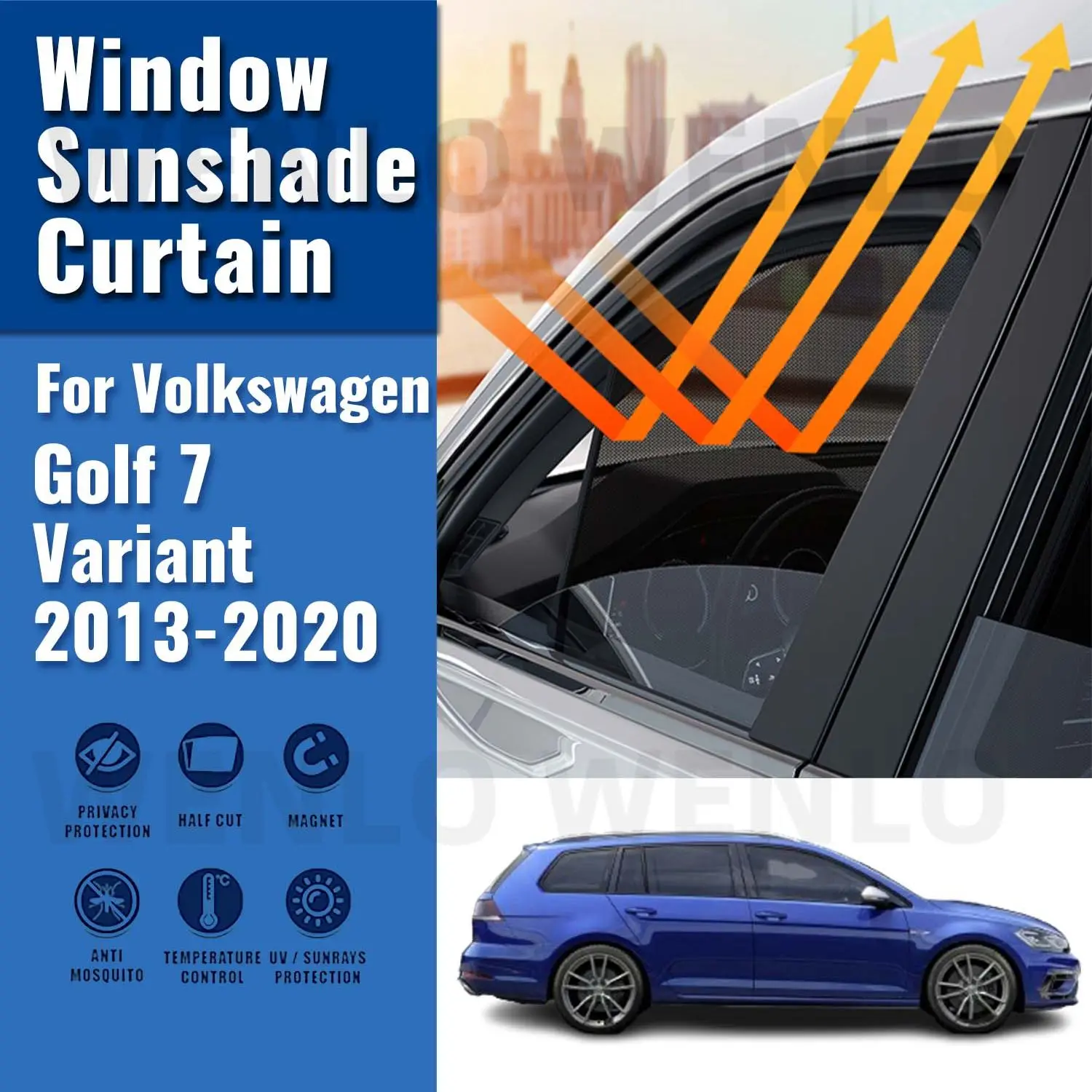 For VW Golf 7 Variant 2013-2020 Magnetic Car Sunshade Shield Front Windshield Frame Curtain Rear Side Window Sun Shades