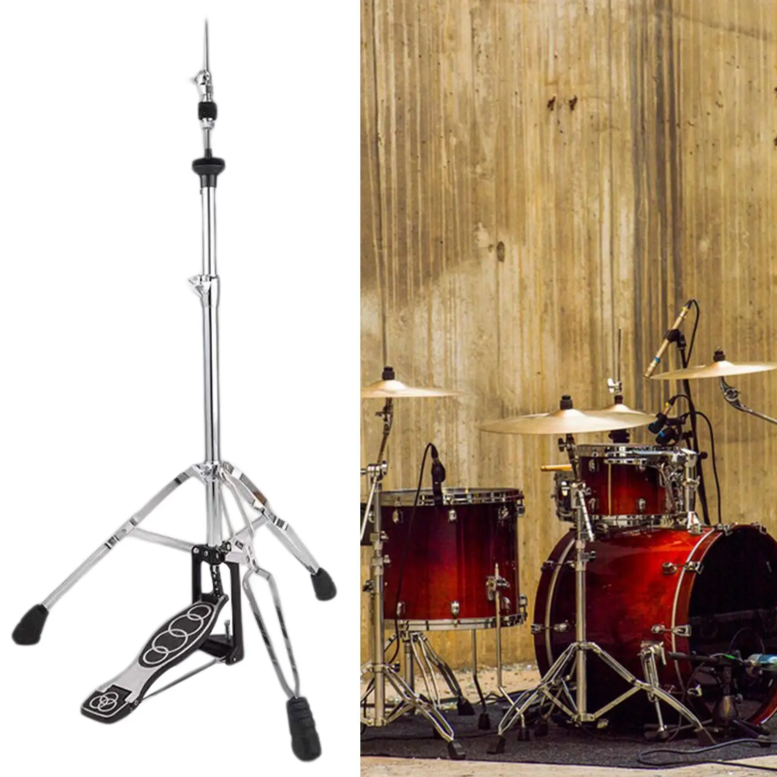 

Hi-Hat Stand, Drum Hi-Hat Cymbal Stand, Non-Slip Feet, Height Adjustable, Drum