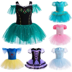 Kids Anna Cinderella Aurora Cosplay Princess Dress Girls Ballet Performance Dance Costume Children Festival Party Clothes