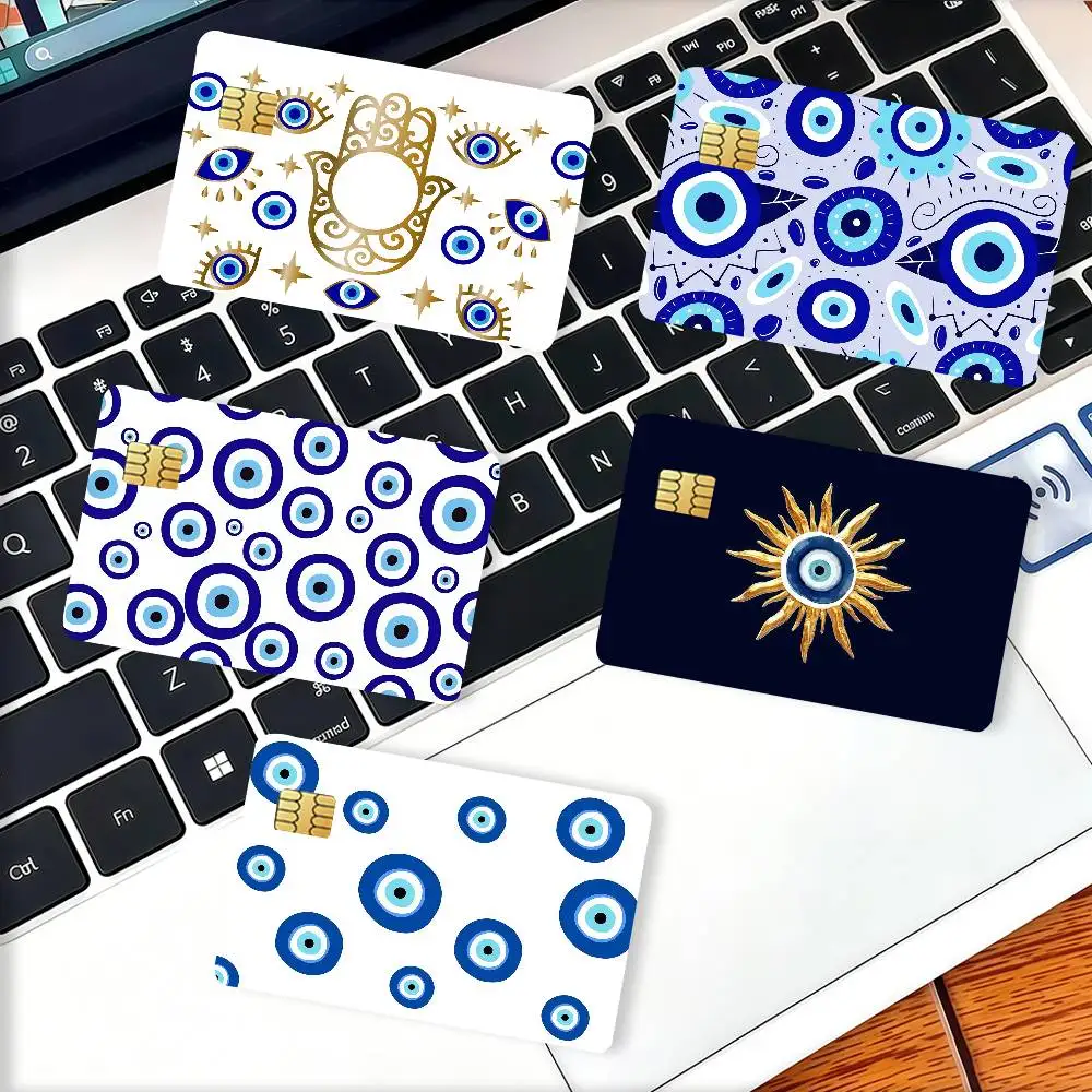 Fashion print Evil Eye Credit Card Decorative Card Stickers Suitable For Bank Cards Metro Transit Anti-scratch Gift 4PCS