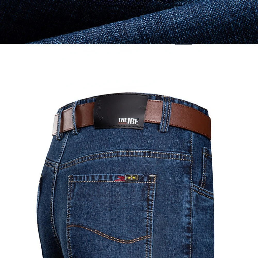 Frühling und Herbst 2024 neue mittlere Alter hohe Taille lose gerade Bein Jeans Herren lange Hosen elastische lässige Business-Jeans hose