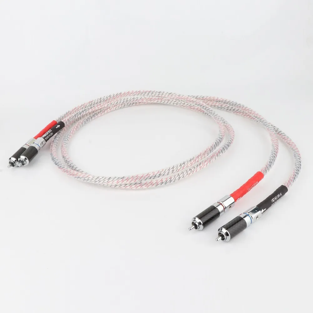 High Quality Nordost Valhalla 7N Silver Plated Audio RCA Interconnect Cable With Carbon Fiber Rhodium plating RCA Plug Connector