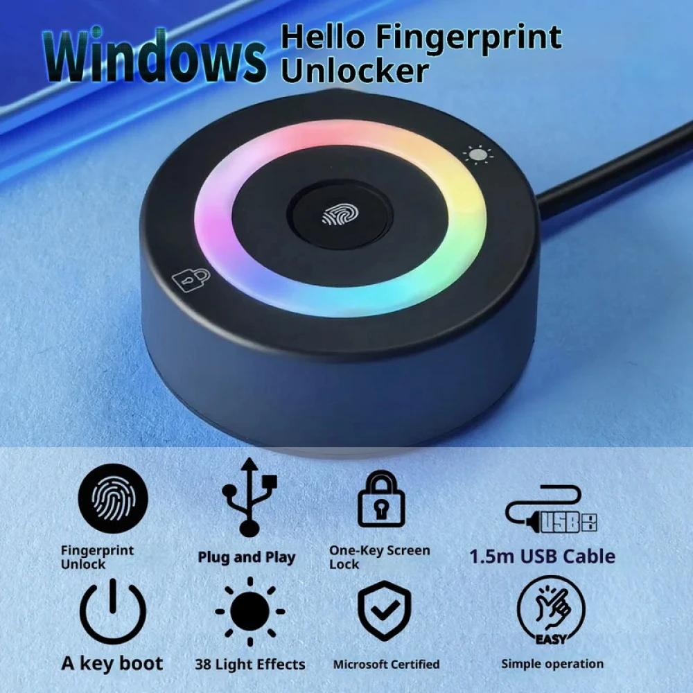 

Windows Hello Fingerprint USB Fingerprint Unlock Lock Screen Boot USB Fingerprint Login Computer/Win10/11