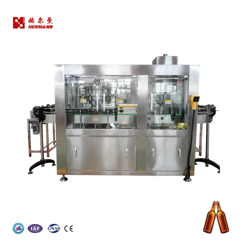 8-8-3 Economy Type Small Beer Glass Bottles Liquid Filling Capping Machine 3 In 1 Beer Bottling Line Project