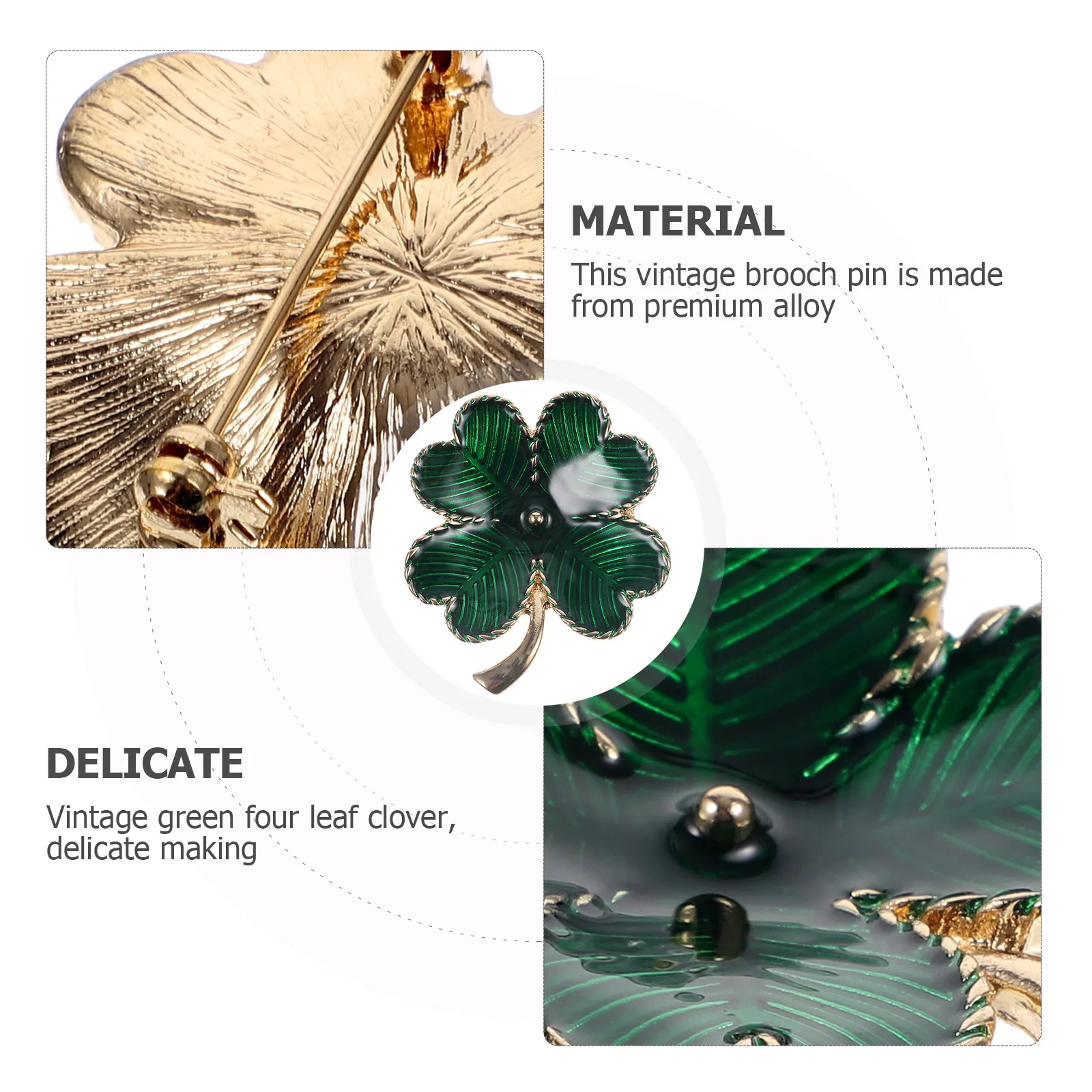 Four Leaf Pin Vintage Brooch Has Lapel Decorate Retro St Patricks Day Accessories