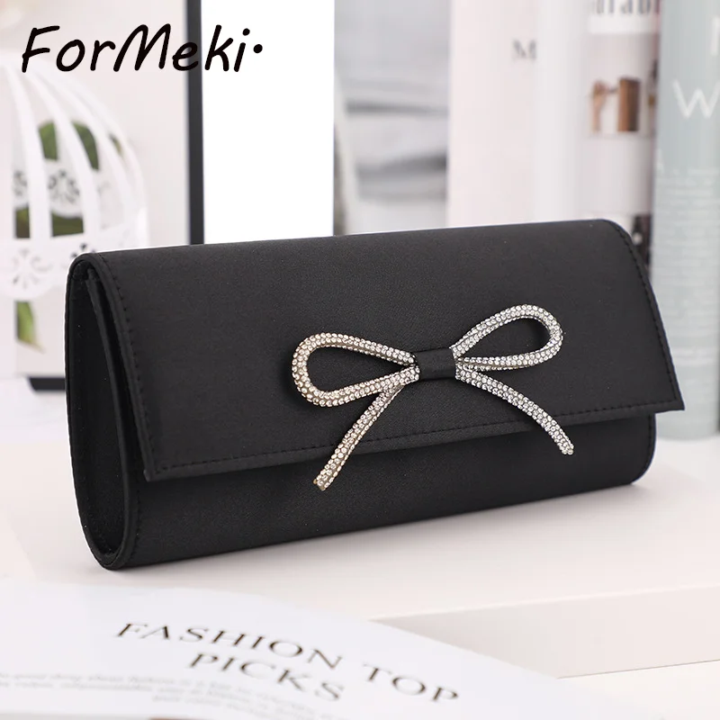 New Women Clutch Bag Ins Fashion Long Wallet Bowknot Purse Evening Dinner Bag For Party Bag Woman