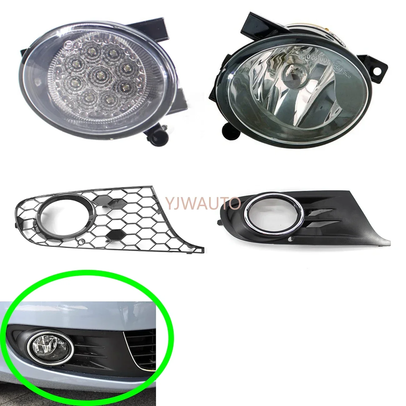 For Volkswagen VW Golf 6 2009~2013 Foglights Cover Car Fog Lamp Assembly Vent Base Auto Front Bumper Driving Fog Light Support